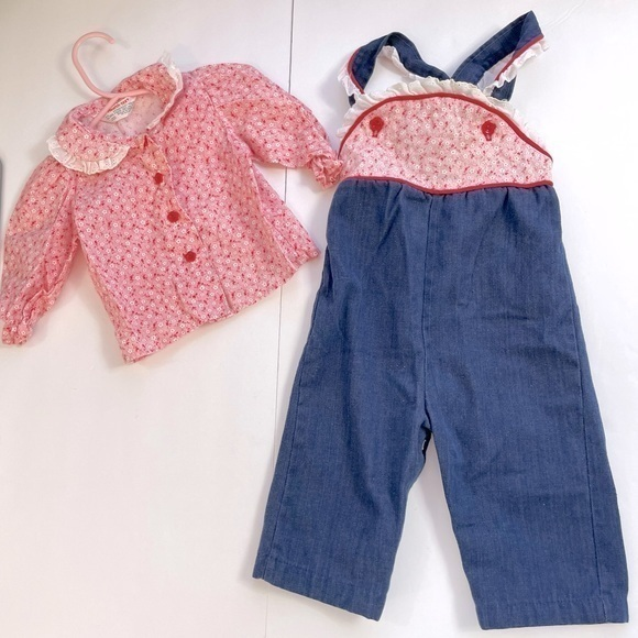 Vintage Baby Girl Floral Overalls‎
